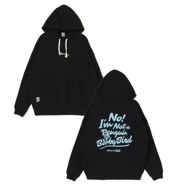 CHUMS Men’s Oversized Hoodie – “I’m Not A Penguin” Graphic P/O Parka, Black | Fleece Streetwear Pullover (JUN25)