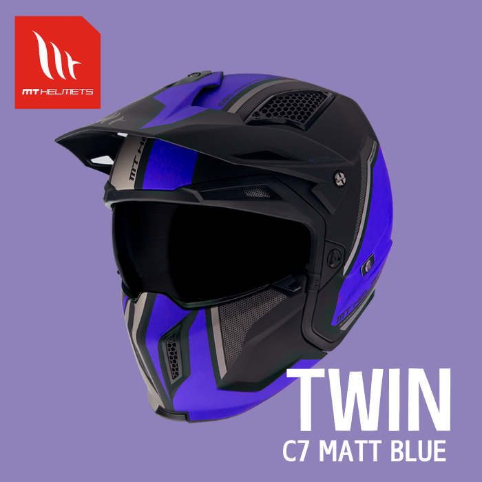 MT HELMETS STREETFIGHER SV TWIN C7 MATT BLUE (啞面)