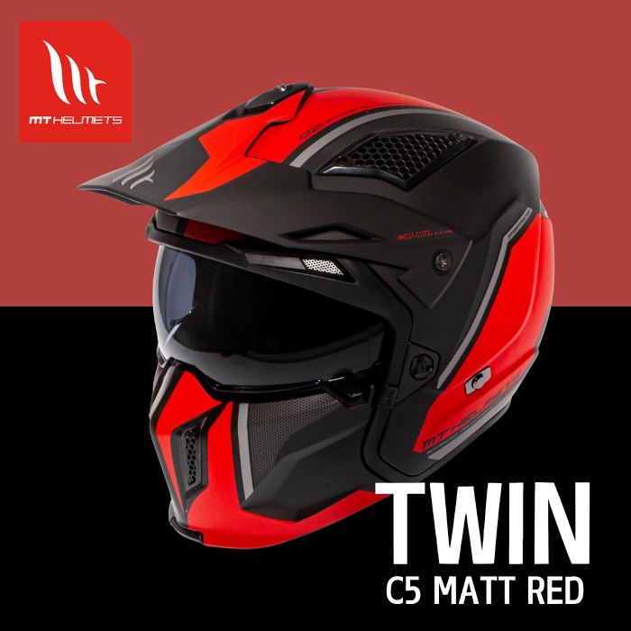 MT HELMETS STREETFIGHER SV TWIN C5 MATT RED (啞面)