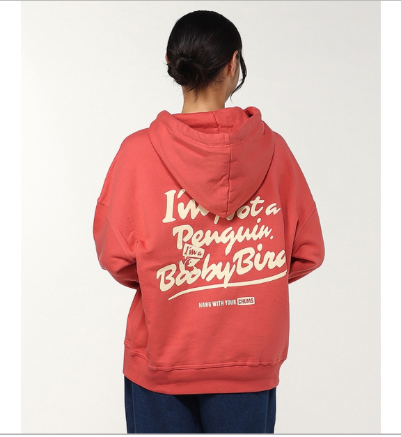 CHUMS Men’s Oversized Hoodie – “I’m Not A Penguin” Graphic P/O Parka, Rose red | Fleece Streetwear Pullover (JUN25)