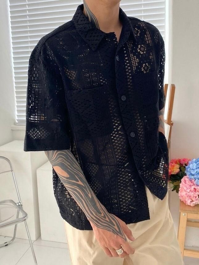 網花紋短袖恤衫 MALENKII-155S