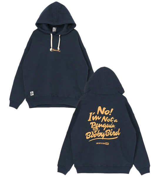 CHUMS Men’s Oversized Hoodie – “I’m Not A Penguin” Graphic P/O Parka, Dark blue | Fleece Streetwear Pullover (JUN25)