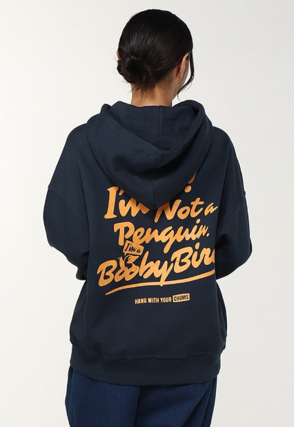 CHUMS Men’s Oversized Hoodie – “I’m Not A Penguin” Graphic P/O Parka, Dark blue | Fleece Streetwear Pullover (JUN25)