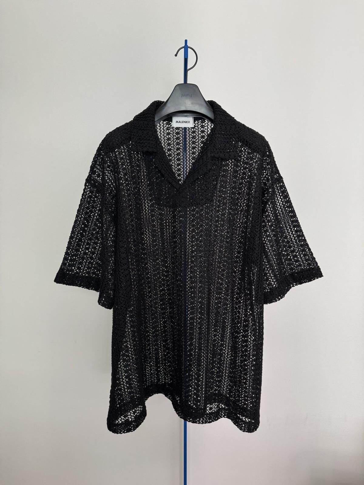 反領淨色網紋短袖Tee MALENKII-156S