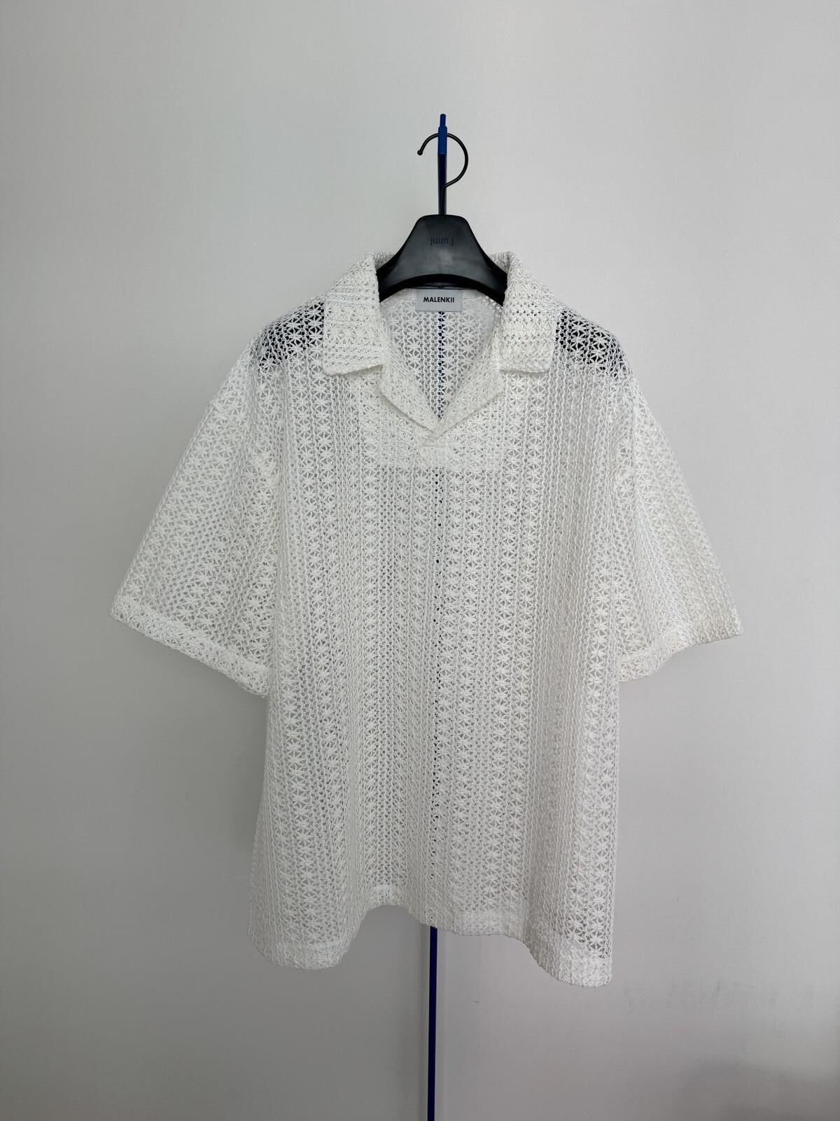 反領淨色網紋短袖Tee MALENKII-156S