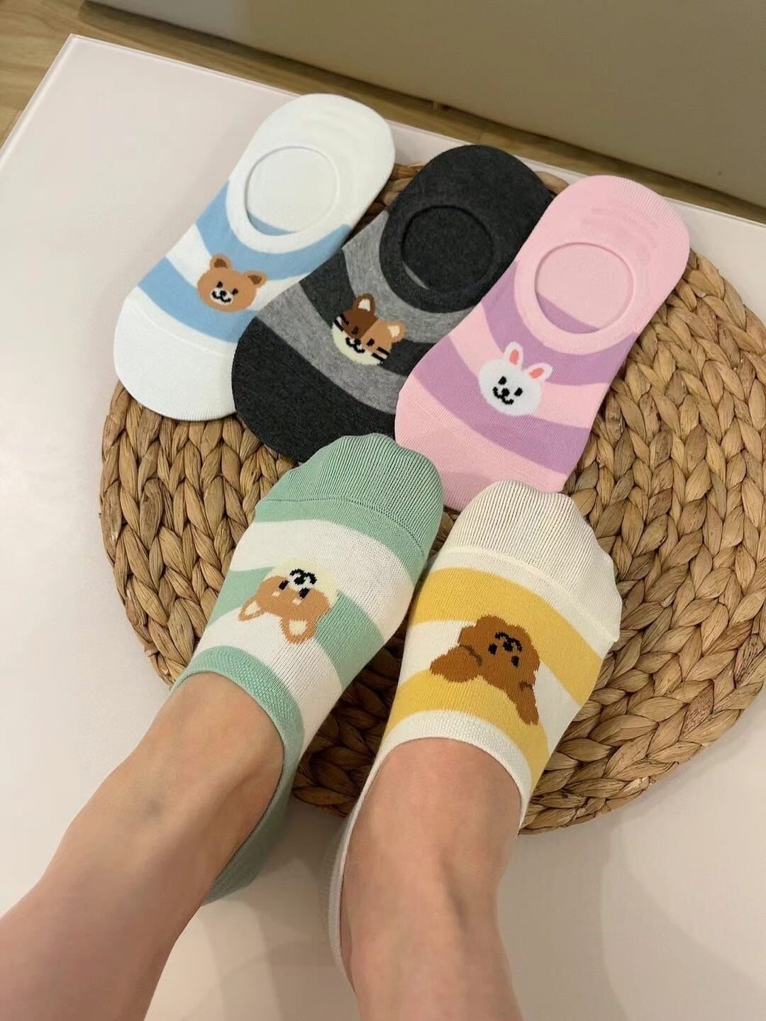 CT4440 寵物圖案間條隱形襪 (任選5對$75 / 任選10對$138)