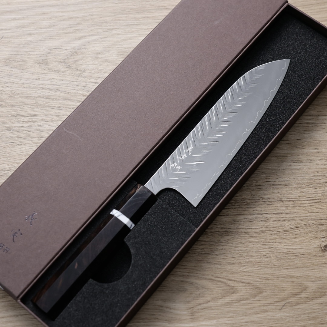 加藤義實 V鎚目 三德刀 170mm SG Strix 黑檀