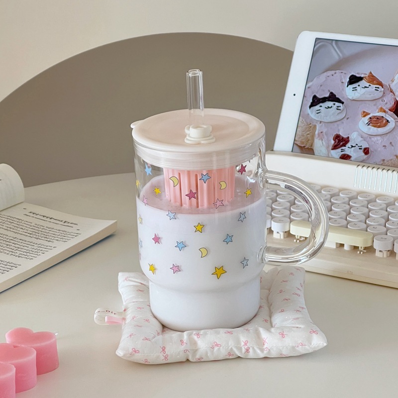 《6042》星星大容量玻璃吸管杯(1000ml)