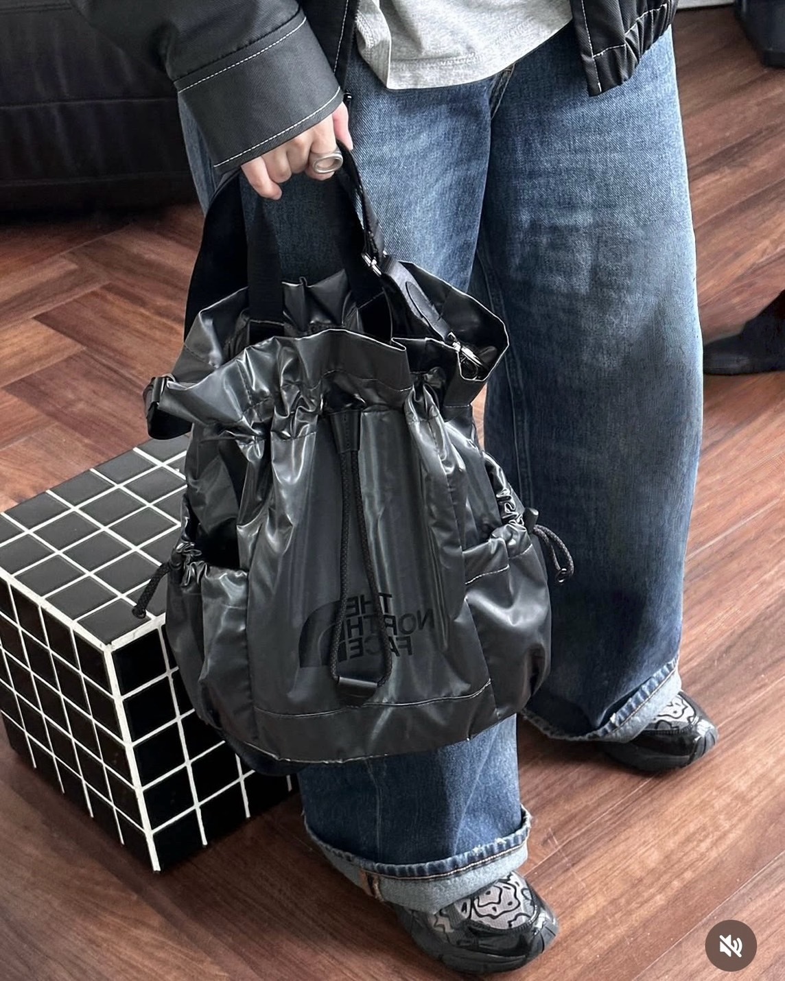 <現貨>THE NORTH FACE Bonnie 光澤感 水餃 後背包 黑銀