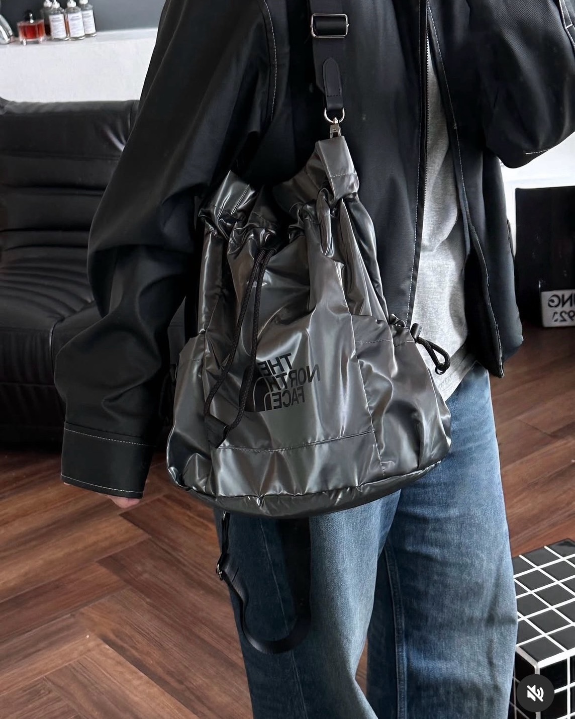 <現貨>THE NORTH FACE Bonnie 光澤感 水餃 後背包 黑銀