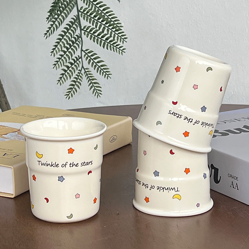 《6044》INS風星星月亮陶瓷杯(250ml)