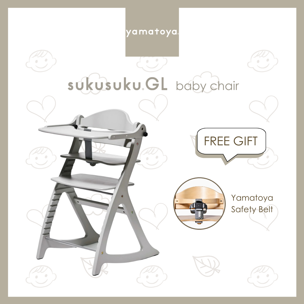 Yamatoya Sukusuku GL Baby Highchair w/Safety Belt - Grey
