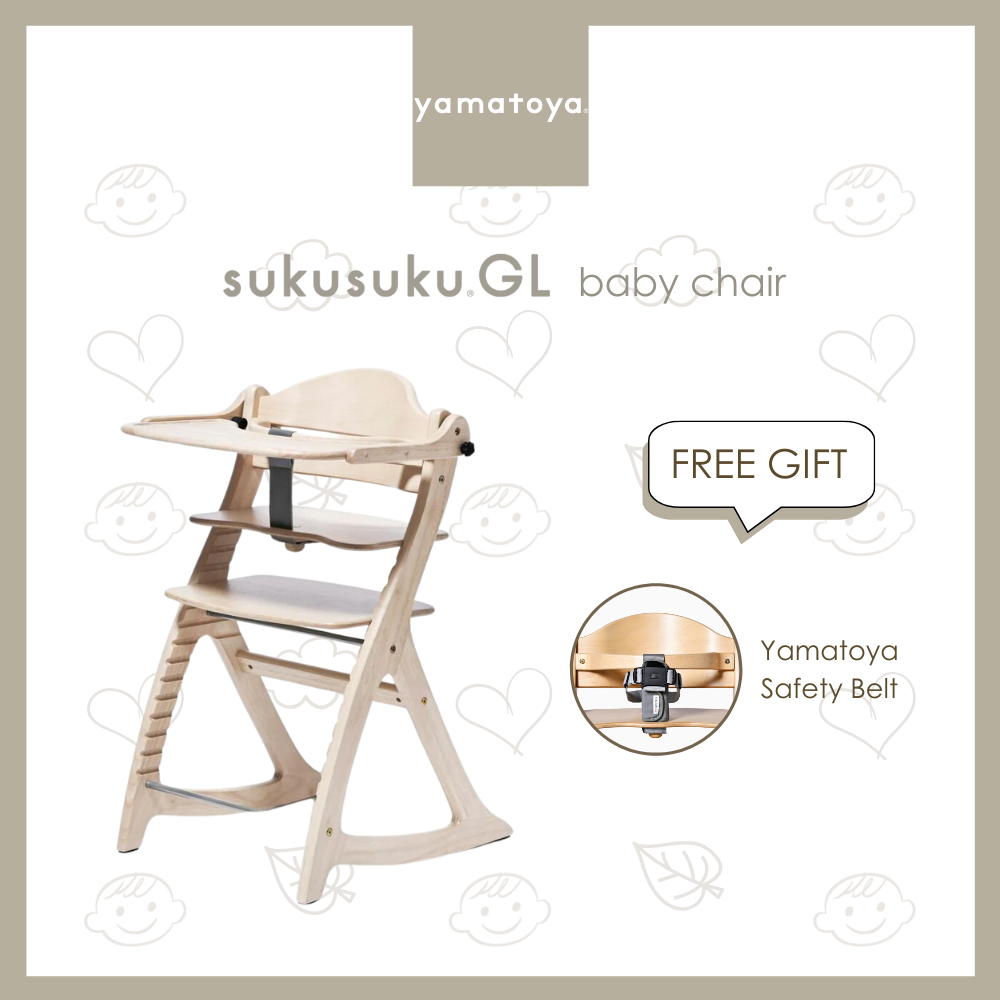 Yamatoya Sukusuku GL Baby Highchair w/Safety Belt - Whitewash