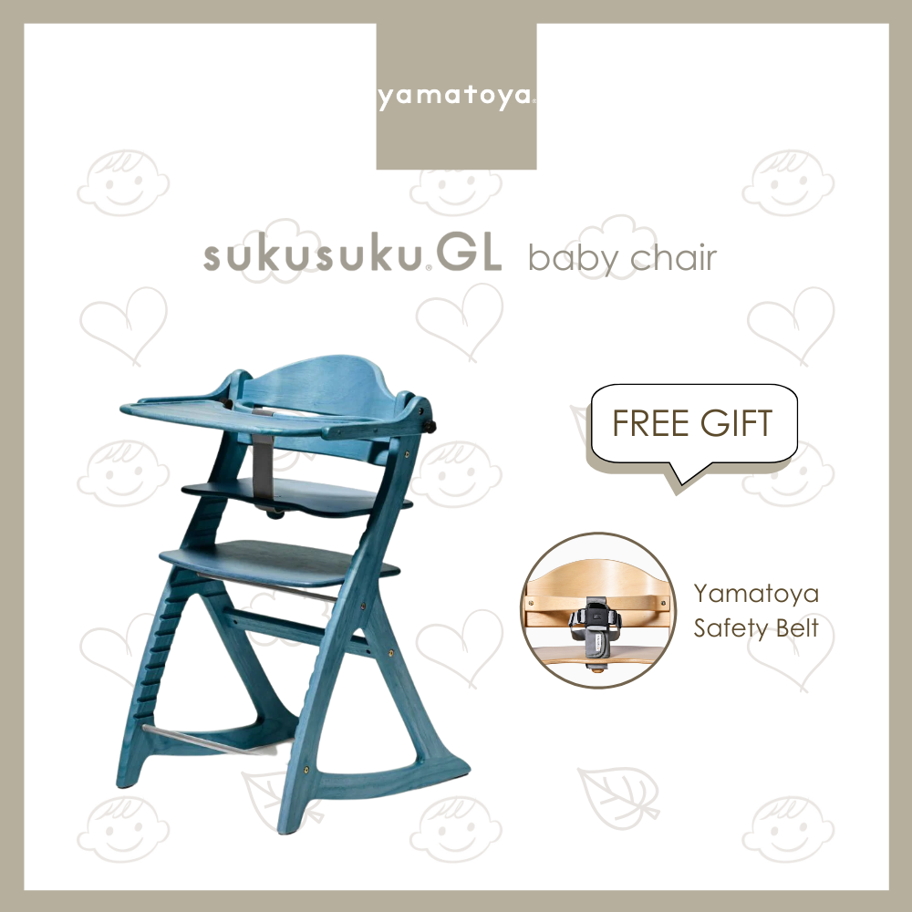 Yamatoya Sukusuku GL Baby Highchair w/Safety Belt - Bluewash