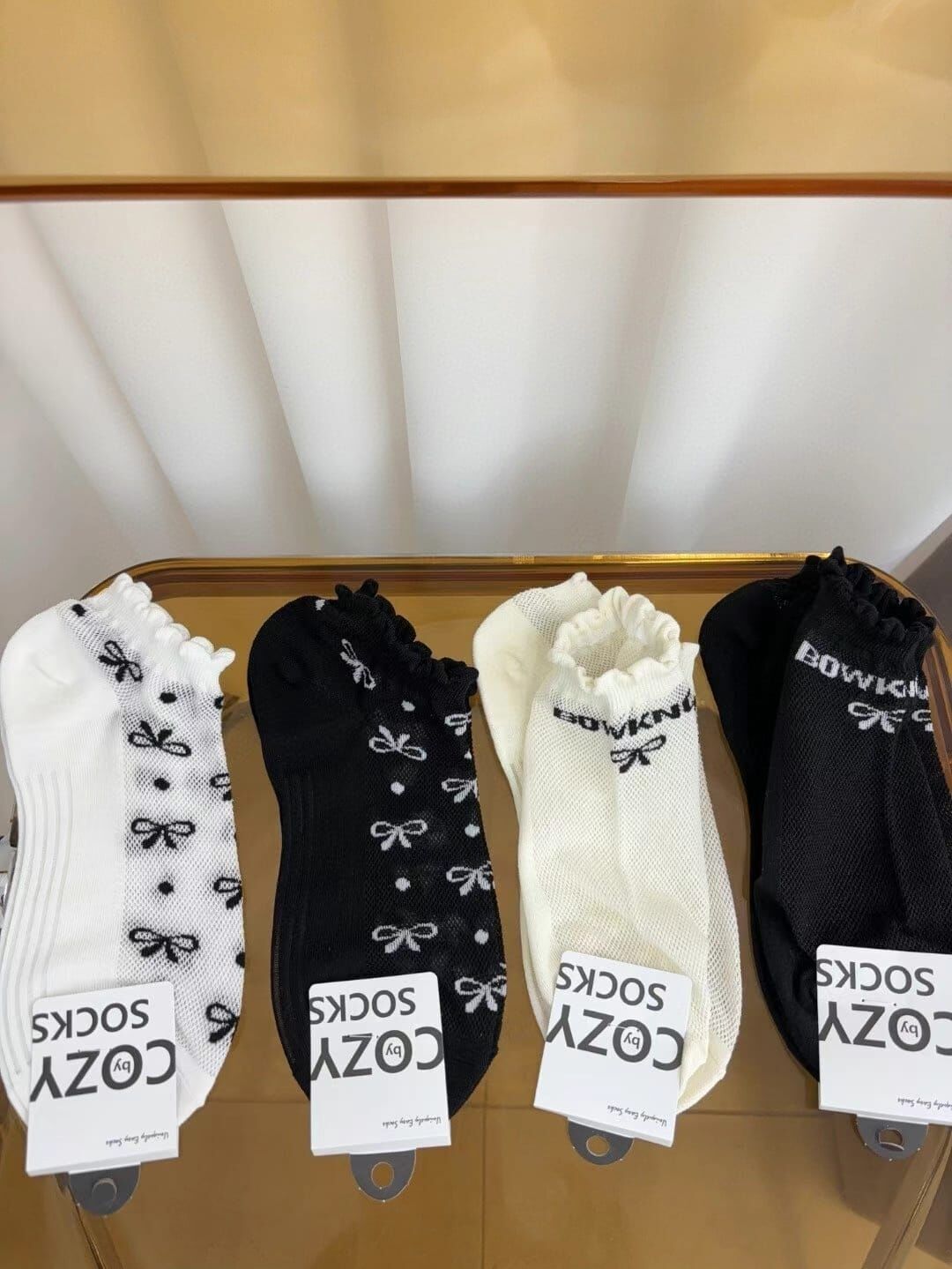 CT4464 蝴蝶結木耳邊短版踝襪 (任選5對$75 / 任選10對$138)