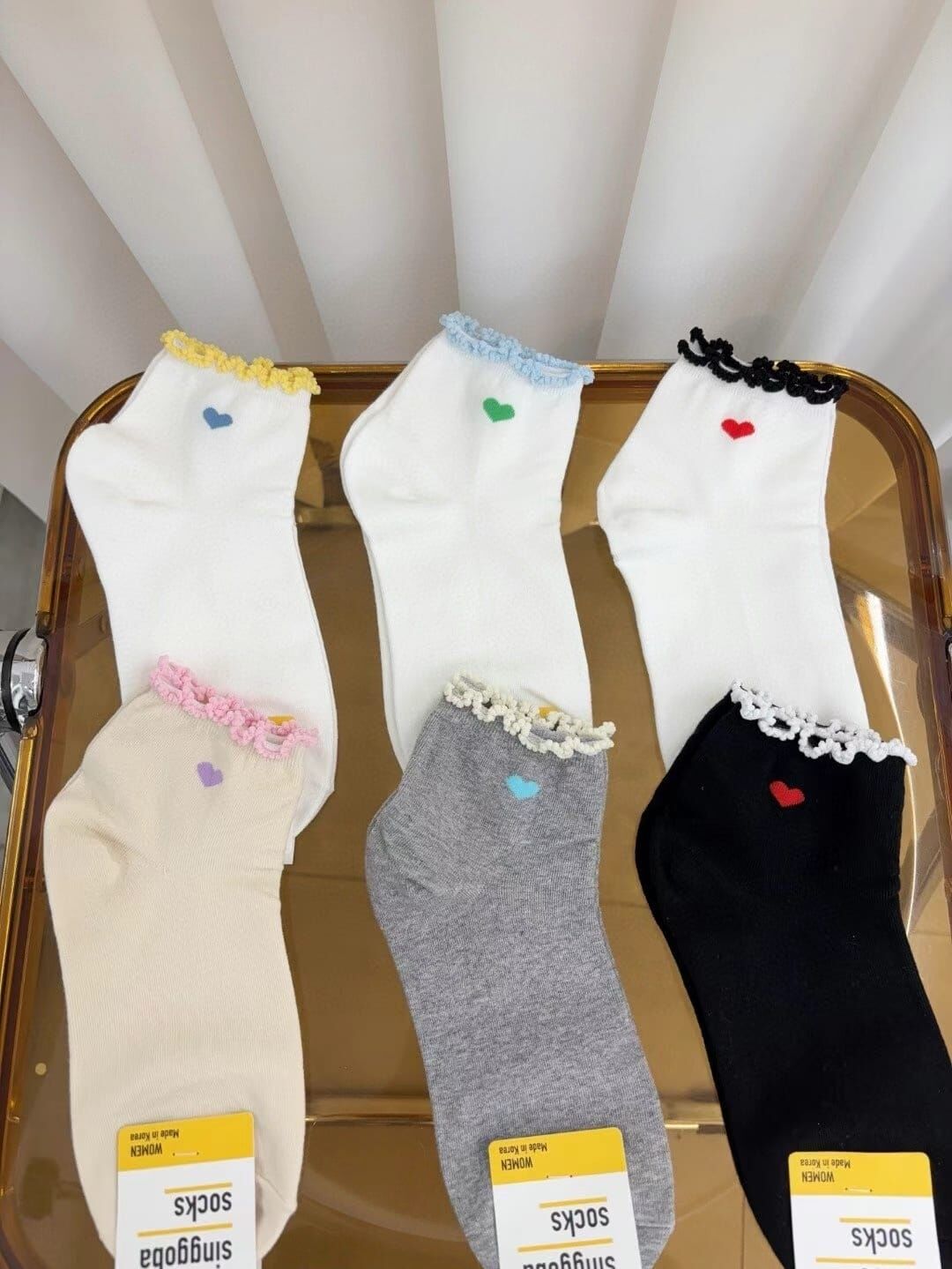 CT4467 拼色木耳邊短版踝襪 (任選5對$75 / 任選10對$138)