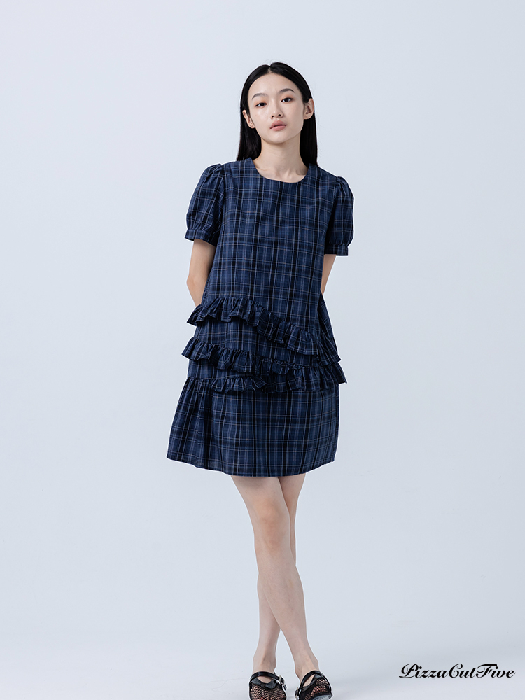 格紋波浪短袖洋裝 ThePeacePiece TPP252485024
