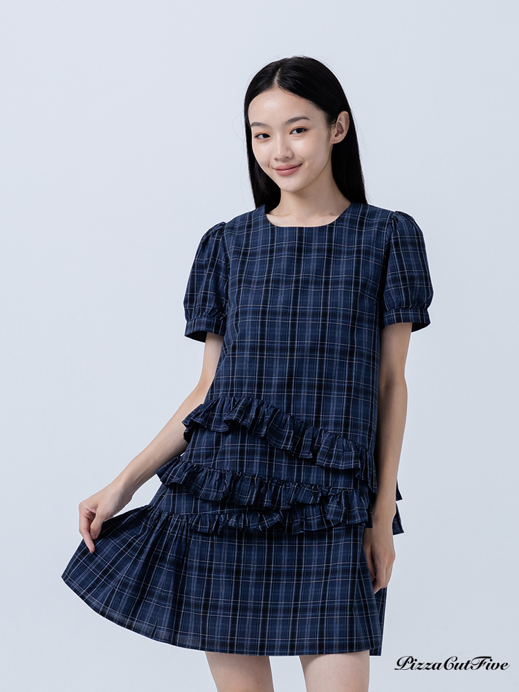 格紋波浪短袖洋裝 ThePeacePiece TPP252485024