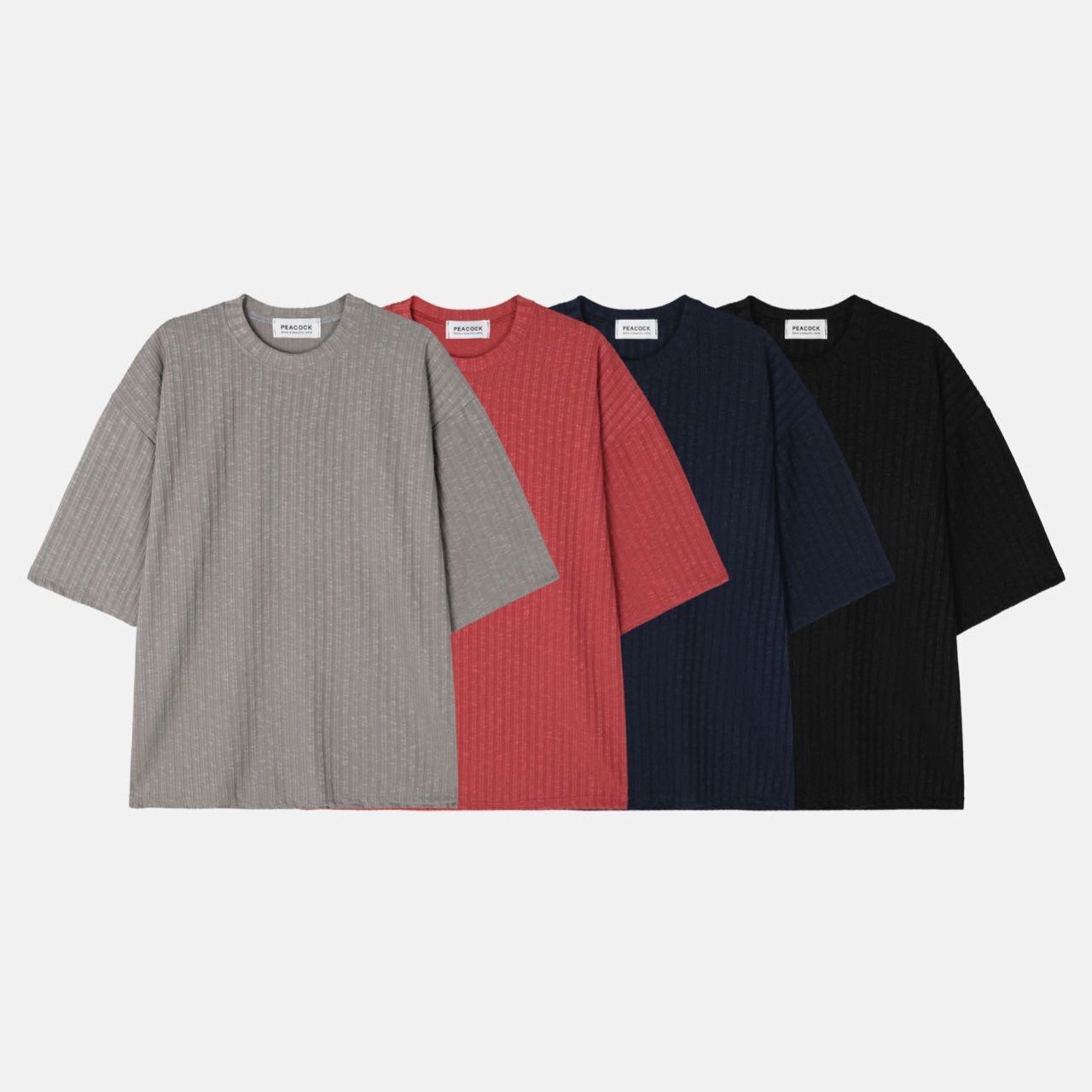 淨色暗直紋短袖Tee PEACOCK-137T