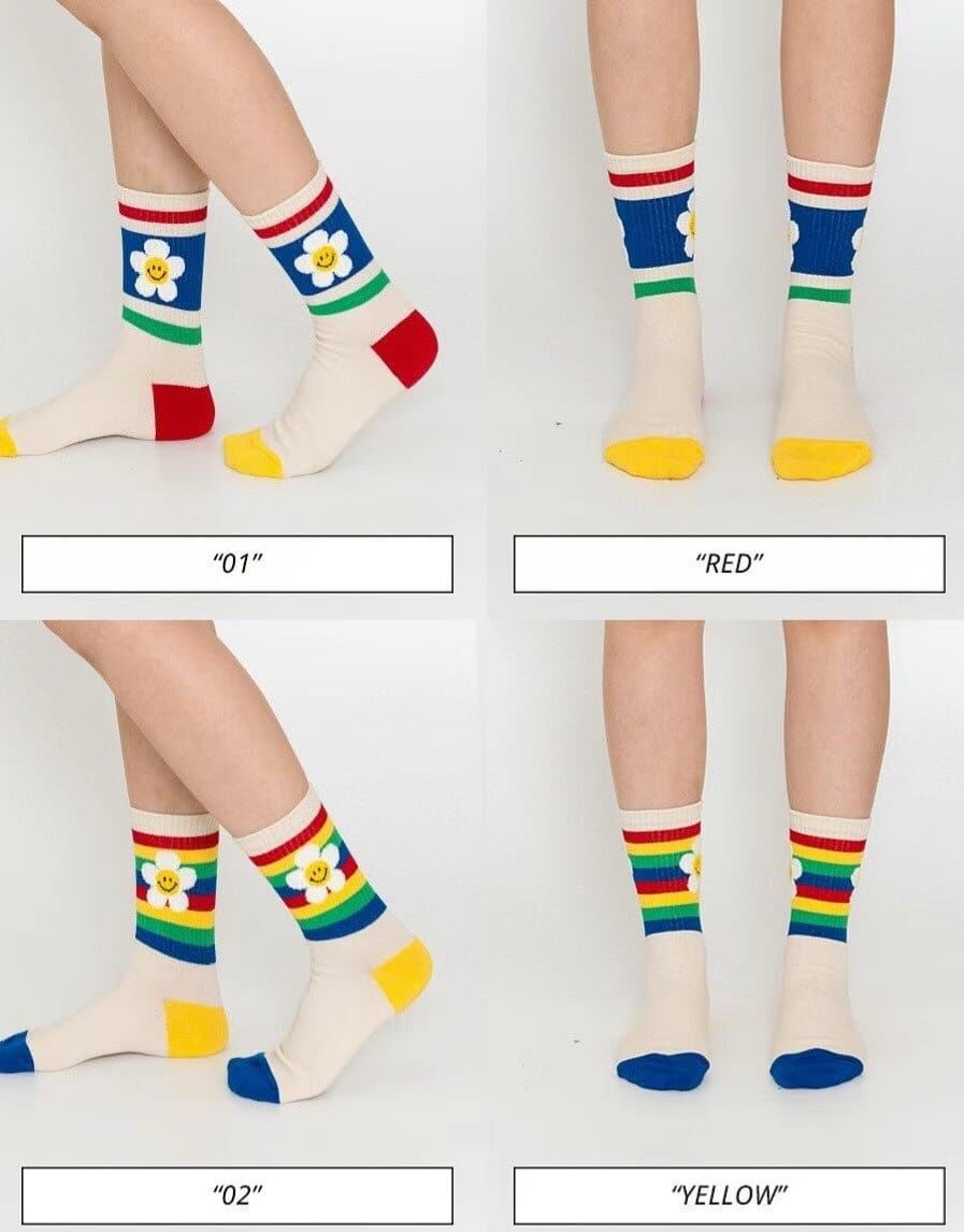 CT4480 撞色花朵長款女裝襪 (任選5對$75 / 任選10對$138)