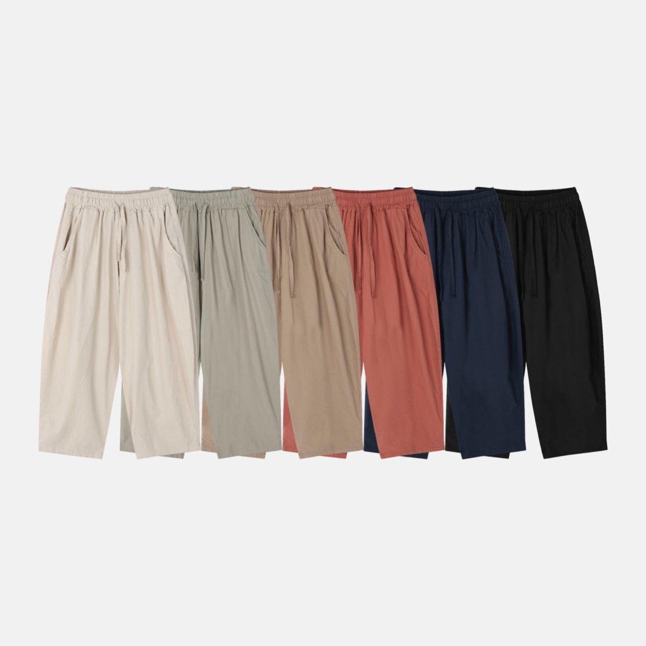 淨色薄洗水麻棉質地鬆身褲 PEACOCK-140P