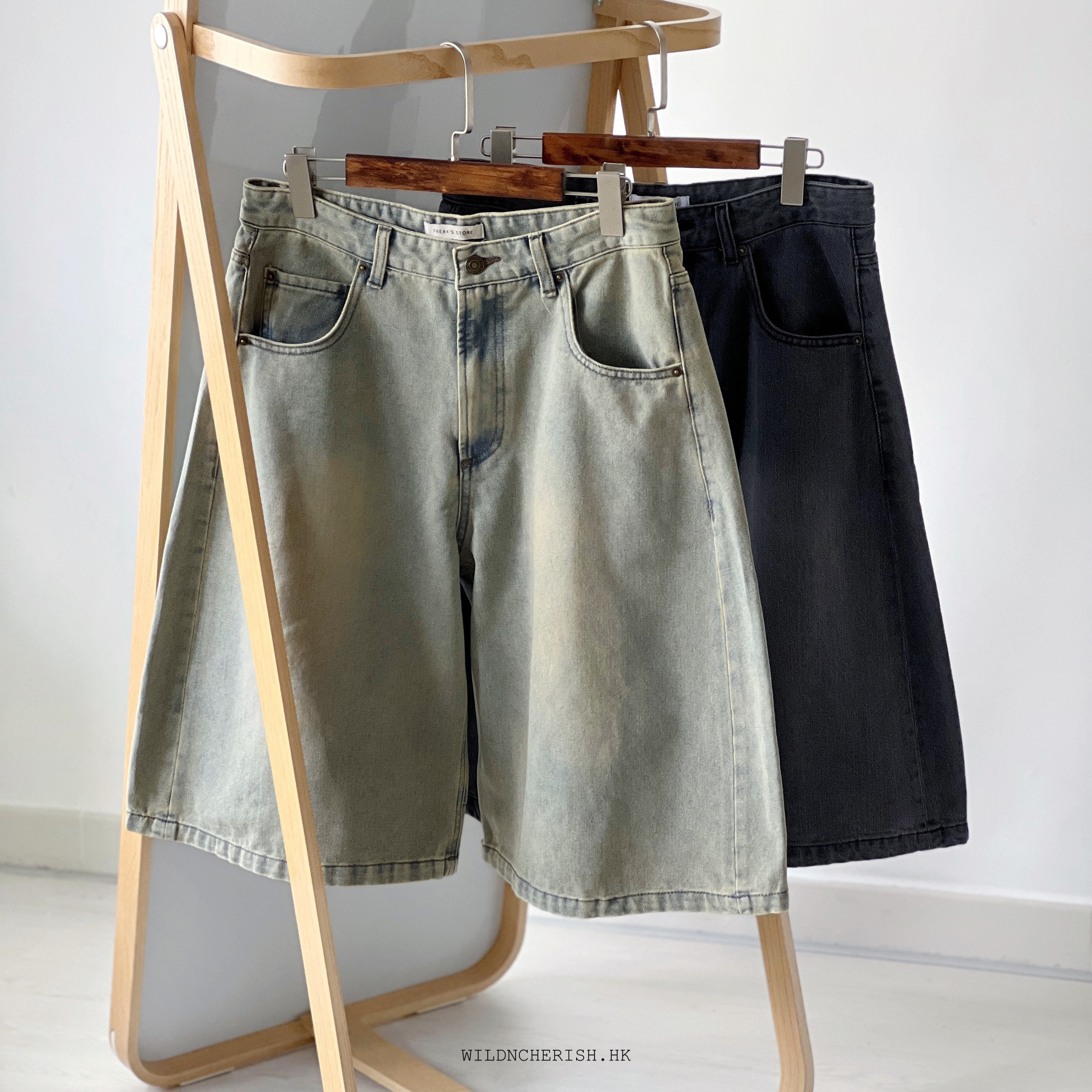 現貨 | Freak's Store Vintage Wash Curved Denim Cropped Shorts 七分 牛仔褲