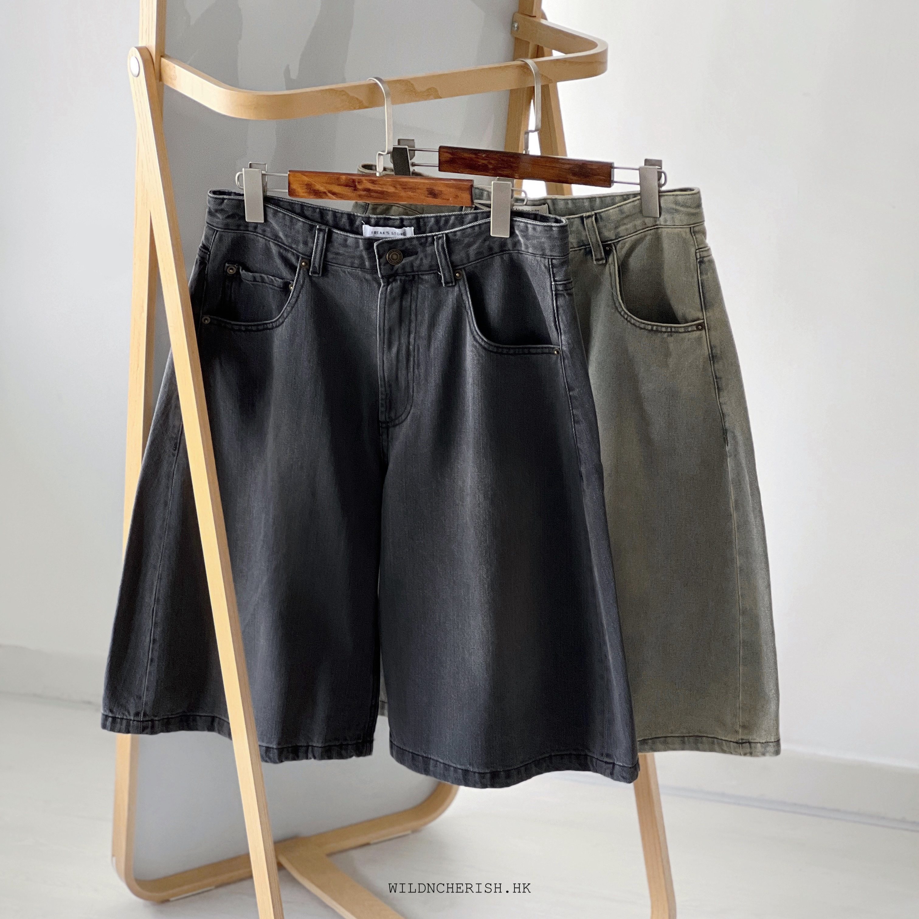 現貨 | Freak's Store Vintage Wash Curved Denim Cropped Shorts 七分 牛仔褲