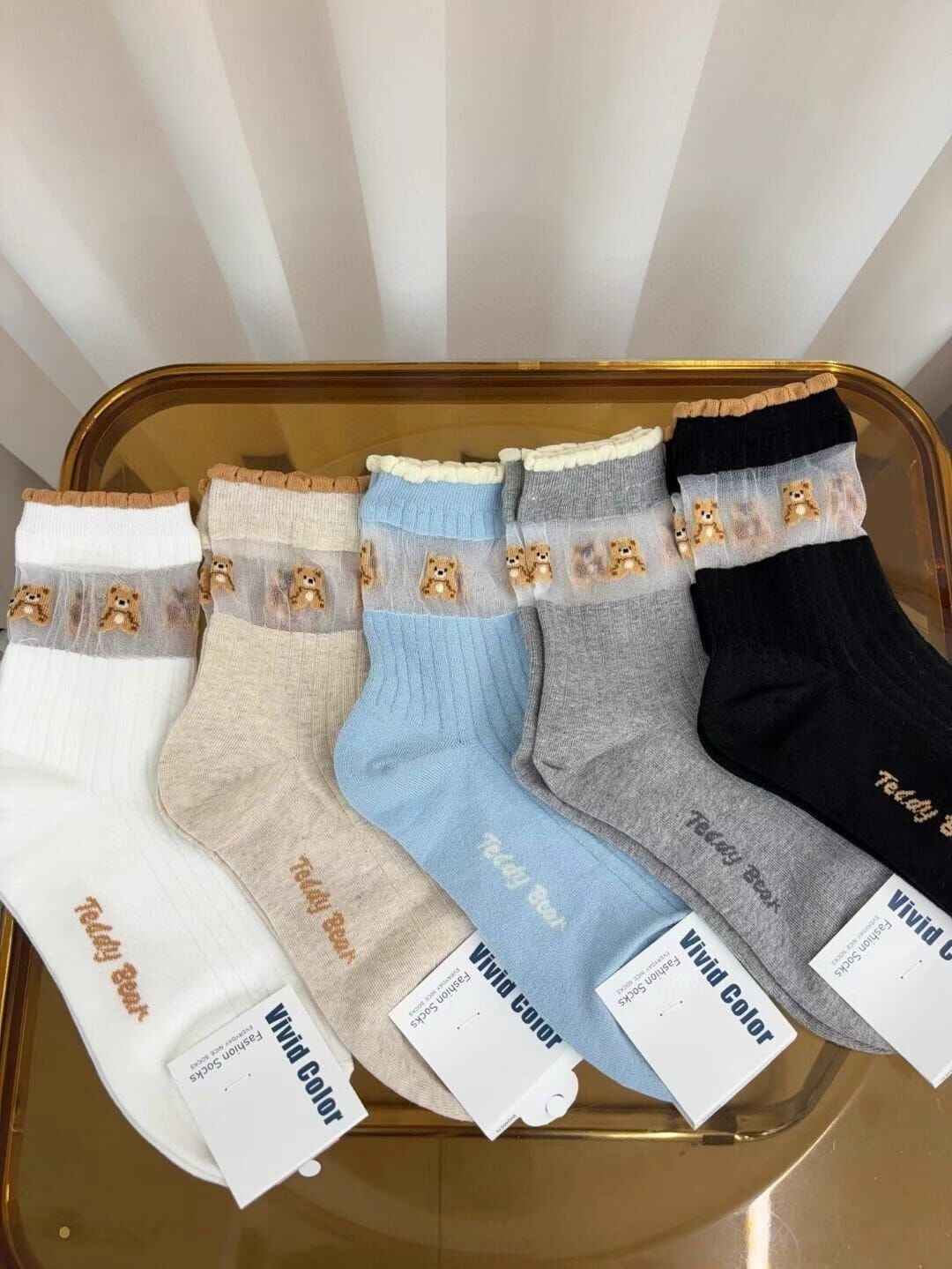 CT4489 小熊木耳邊玻璃長款女裝襪 (任選5對$75 / 任選10對$138)