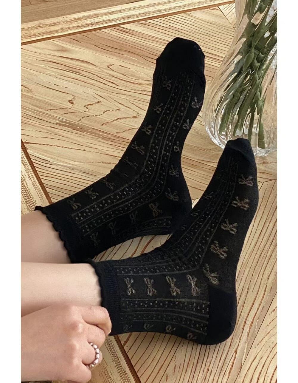 CT4491 垂直小蝴蝶結長款女裝襪 (任選5對$75 / 任選10對$138)