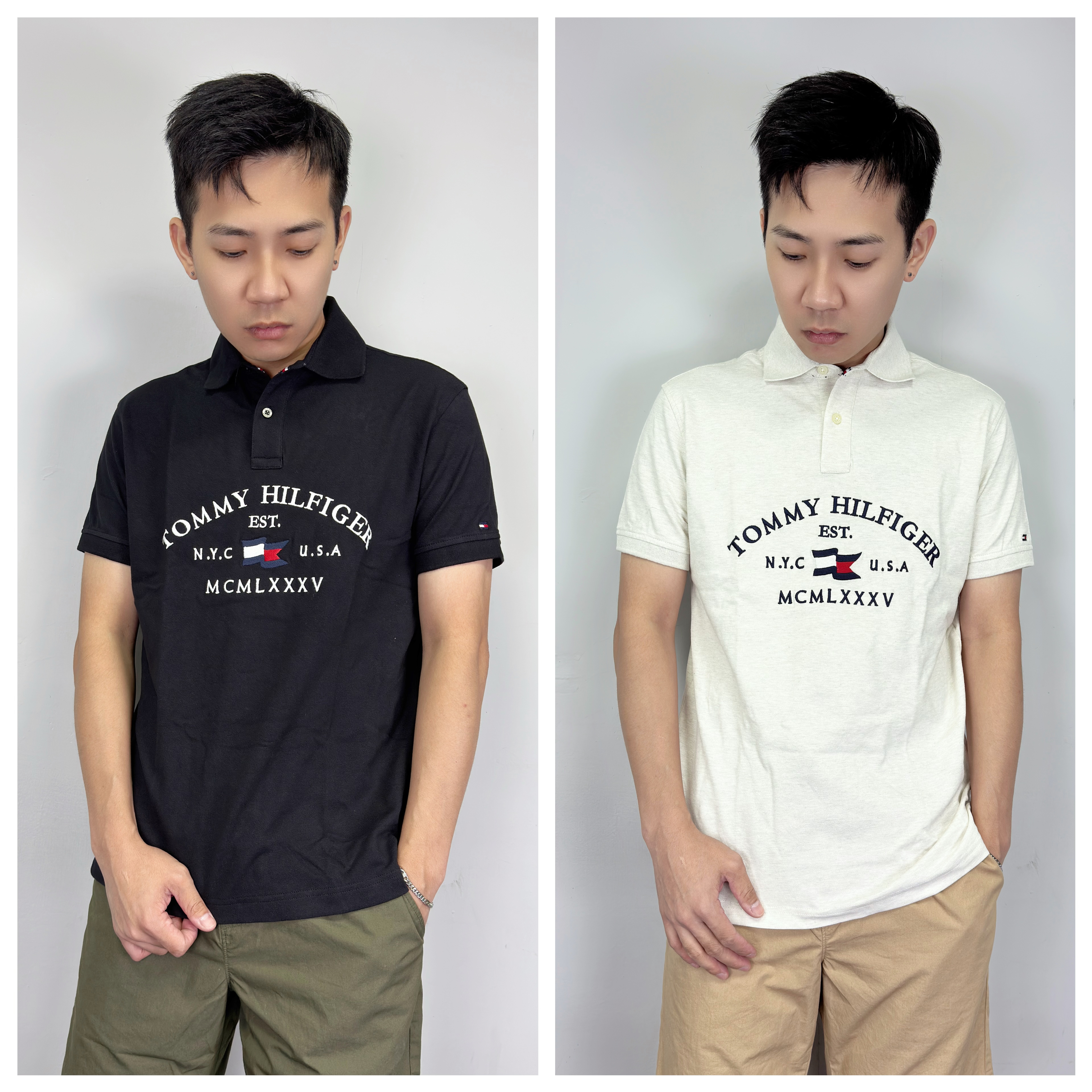 Tommy Hilfiger 電繡旗幟圓弧字母 Polo衫 短袖