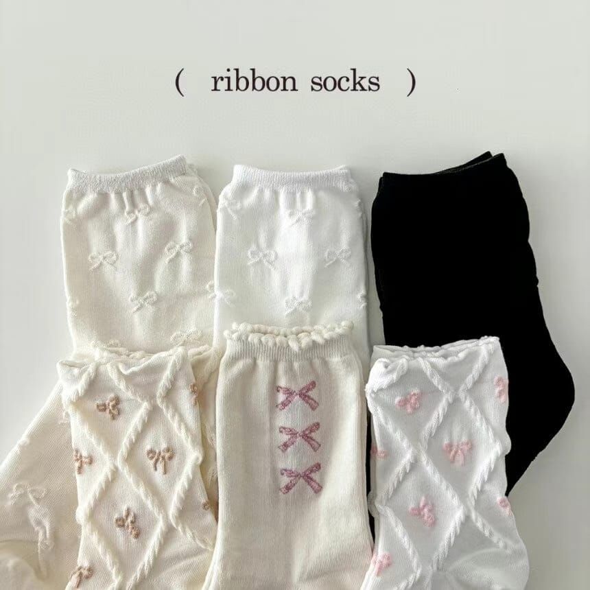 CT4496 蝴蝶結暗花束口長襪(上排)  (任選5對$75 / 任選10對$138)