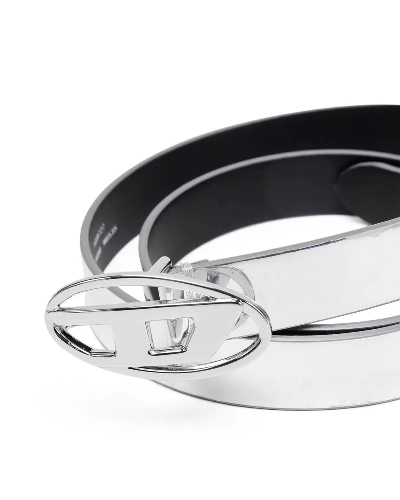 DIESEL 細款 D Logo亮銀 銀頭皮帶 Y2K