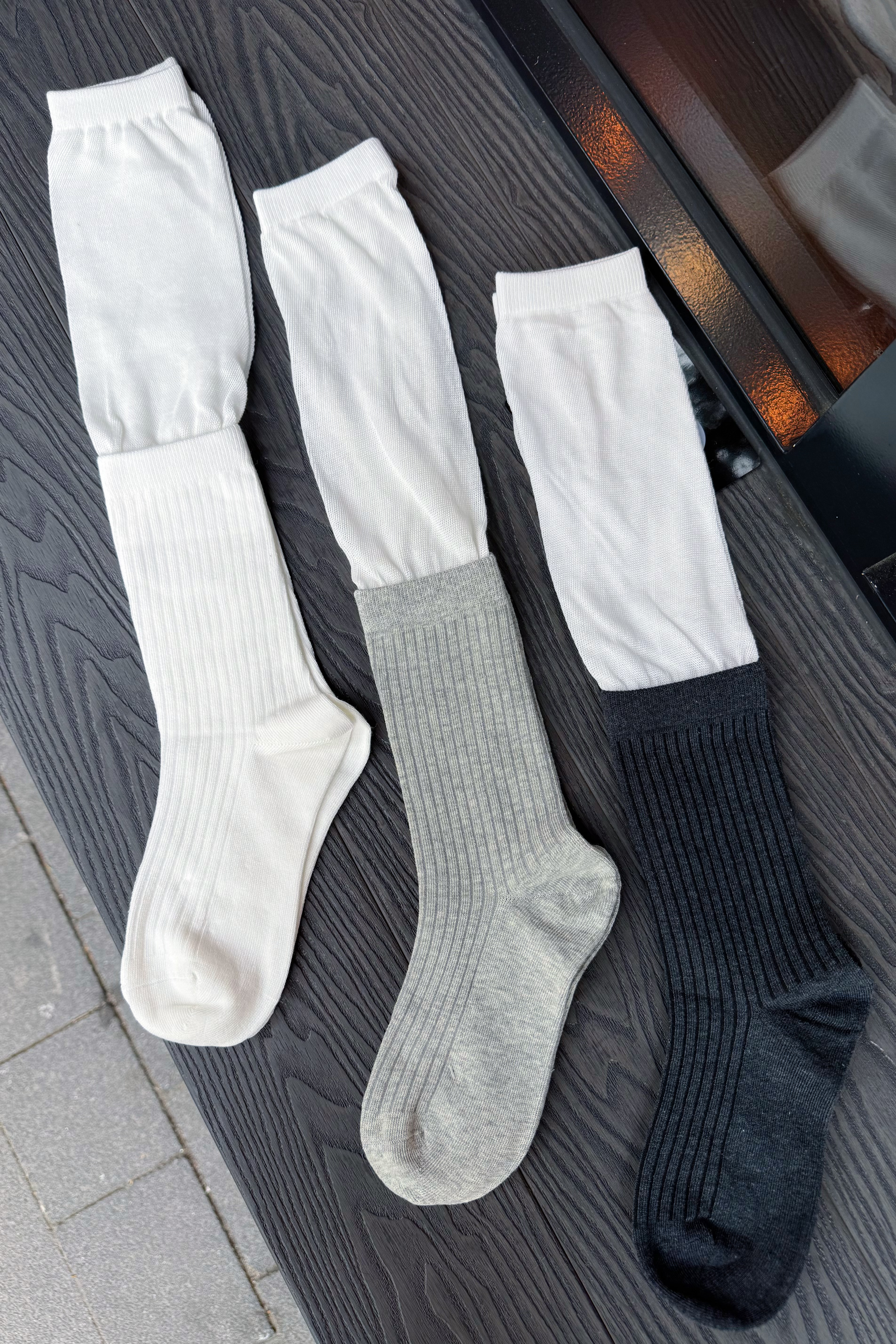 (現貨) 假兩件異材質長襪 GF42