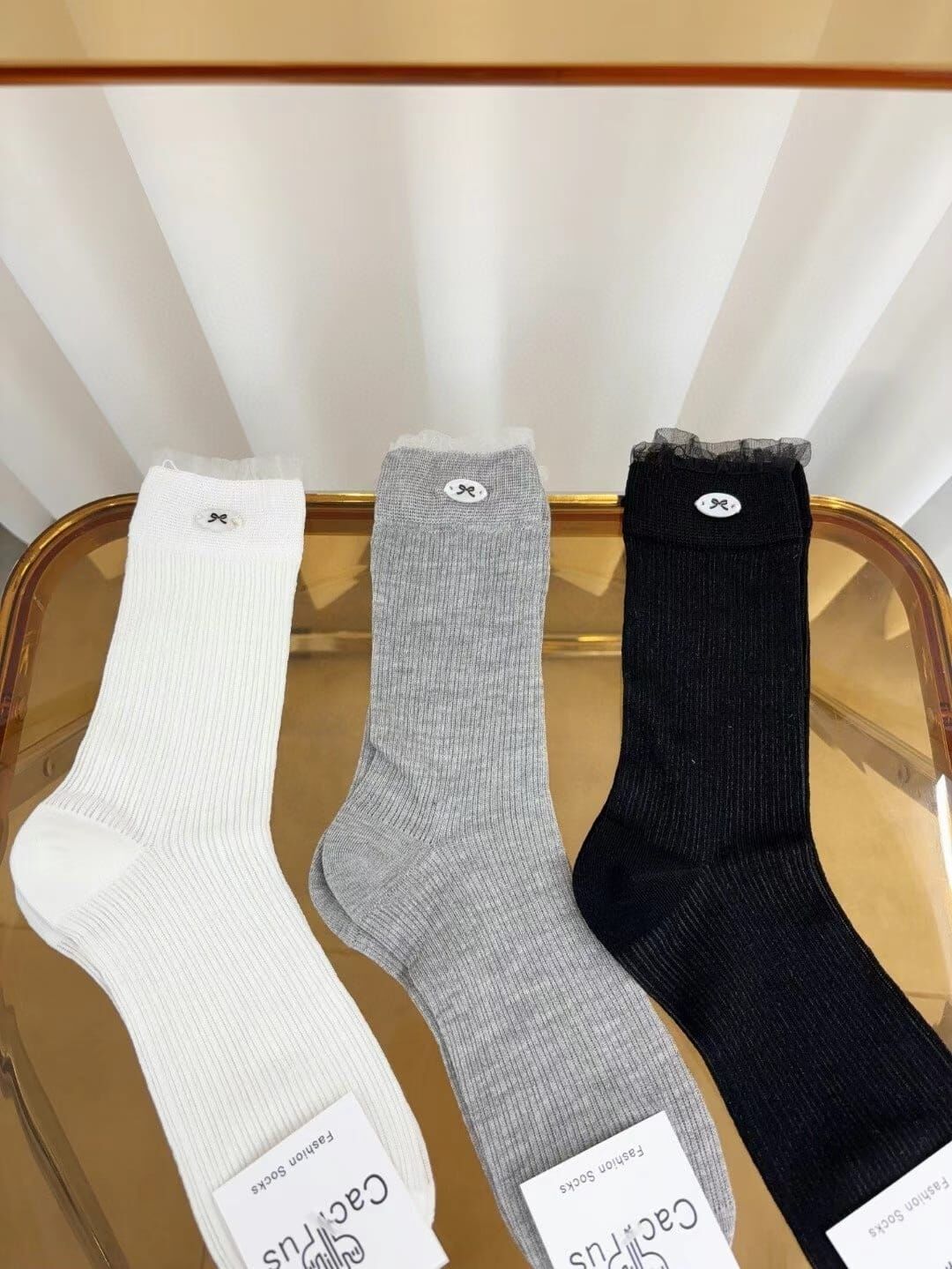 CT44110 🌾新款薄款蝴蝶結貝殼網紗襪 (任選2對$58 / 任選4對$108)