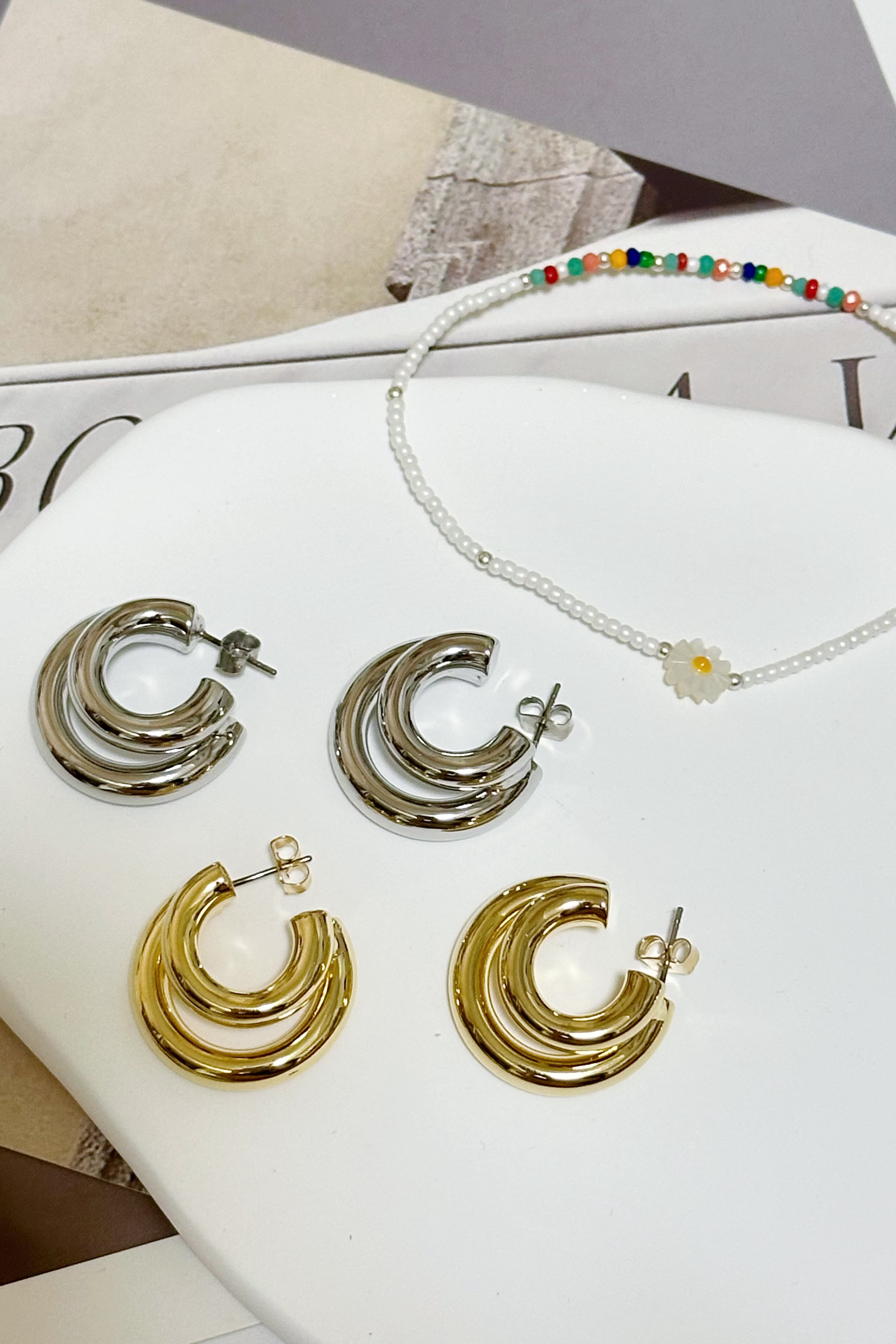 (現貨) 大小雙圈拼接C字耳環 GF116