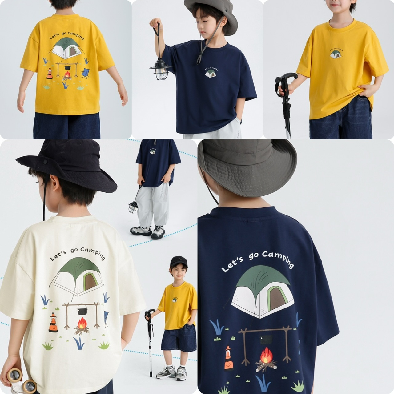 兒童背印露營圖案短袖Tee -2501326