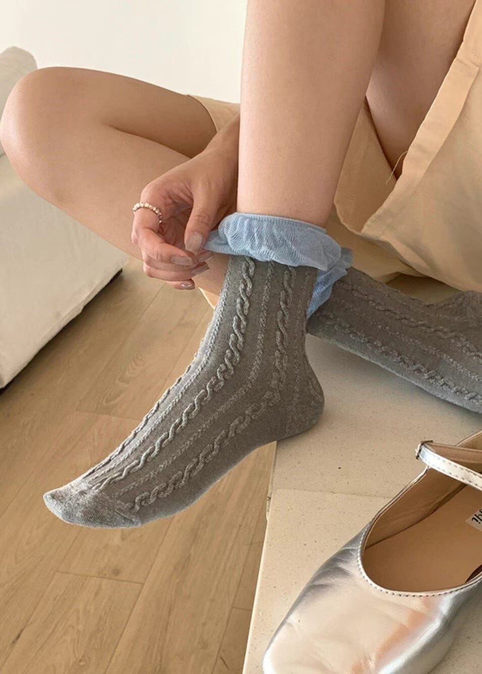 CT44116 💓麻花紋花苞女襪 (任選2對$68 / 任選4對$128)