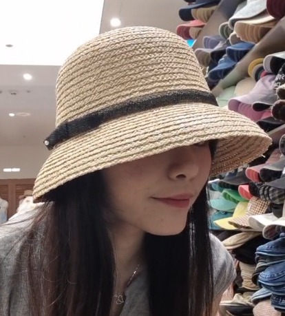 TH4491 蕾絲珍珠蝴蝶結籐編帽