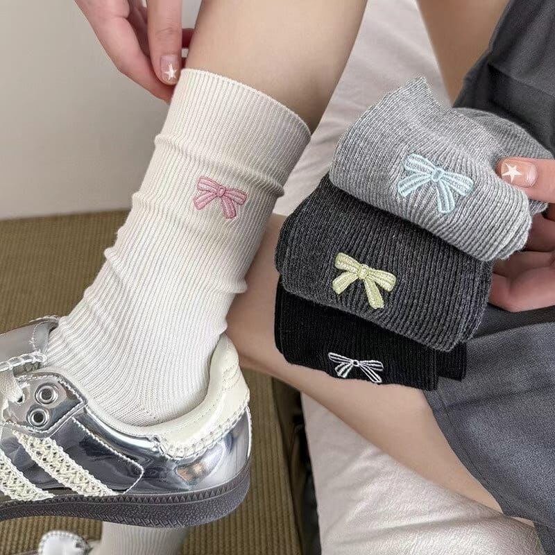 CT44127 蝴蝶結直筒襪 (任選2對$58 / 任選4對$108)