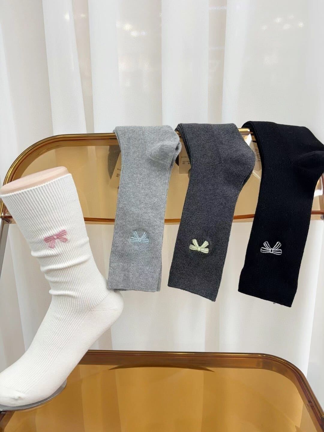 CT44127 蝴蝶結直筒襪 (任選2對$58 / 任選4對$108)