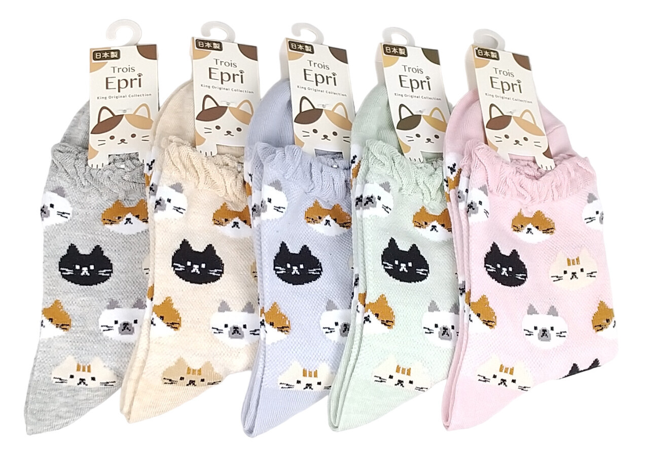 日式貓貓圖案襪 (日本製)