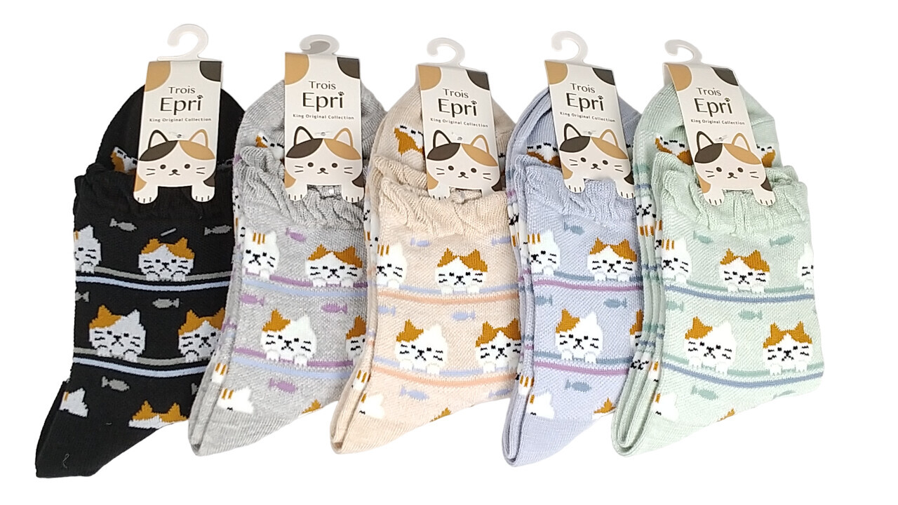 日式貓貓圖案襪 (日本製)