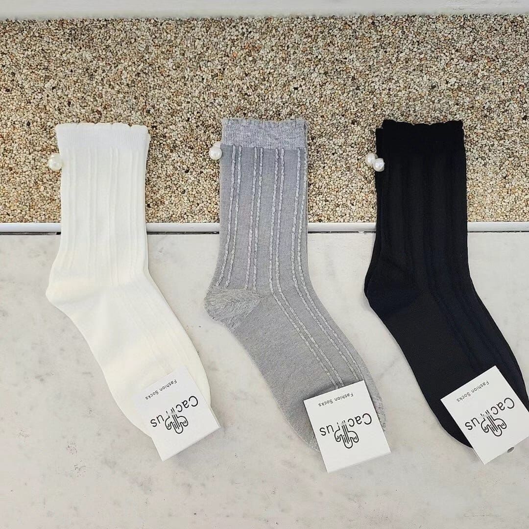 CT44129 後珍珠花邊襪 (任選2對$58 / 任選4對$108)