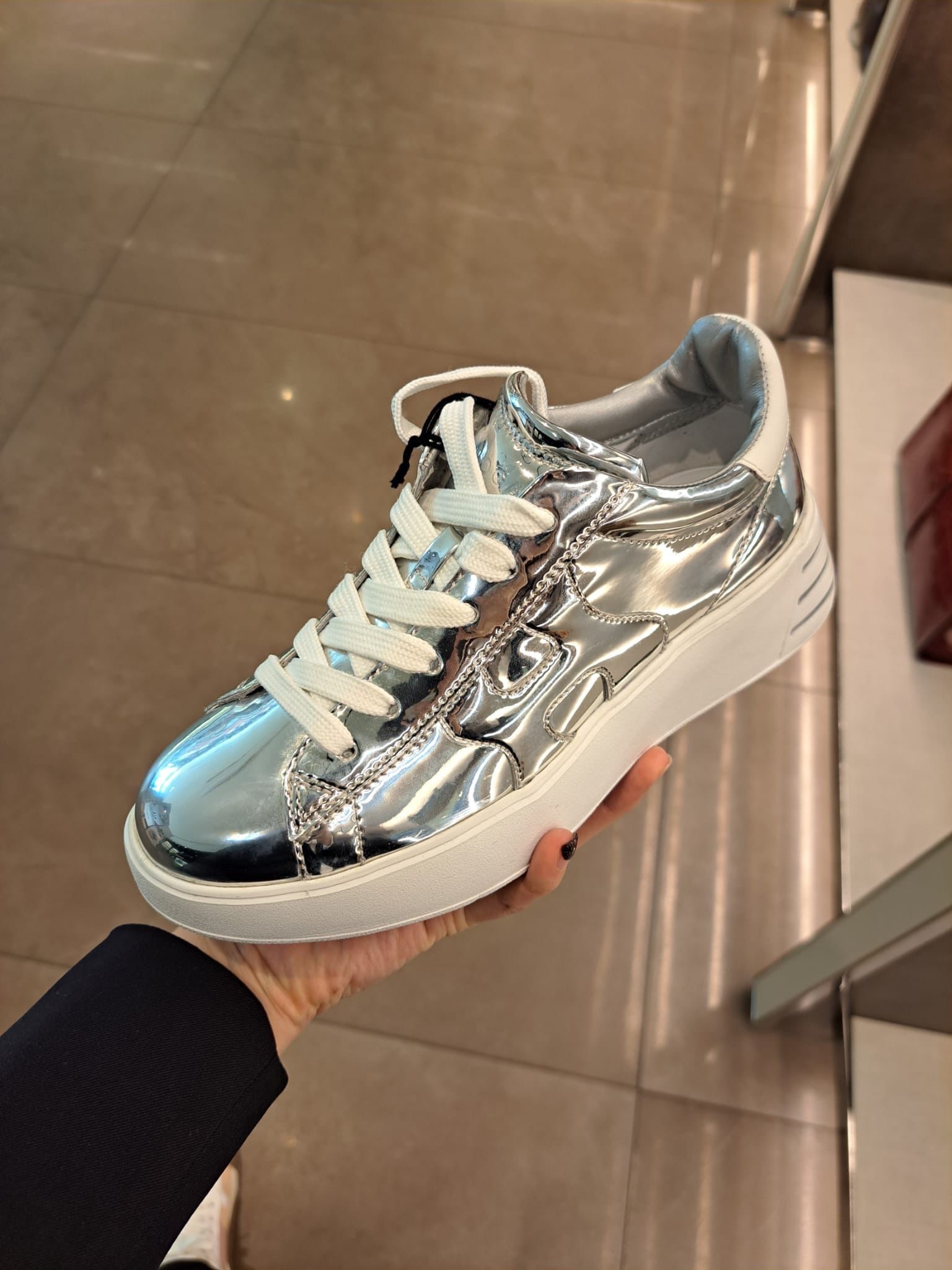 Tod's Hogan metallic women sneaker silver