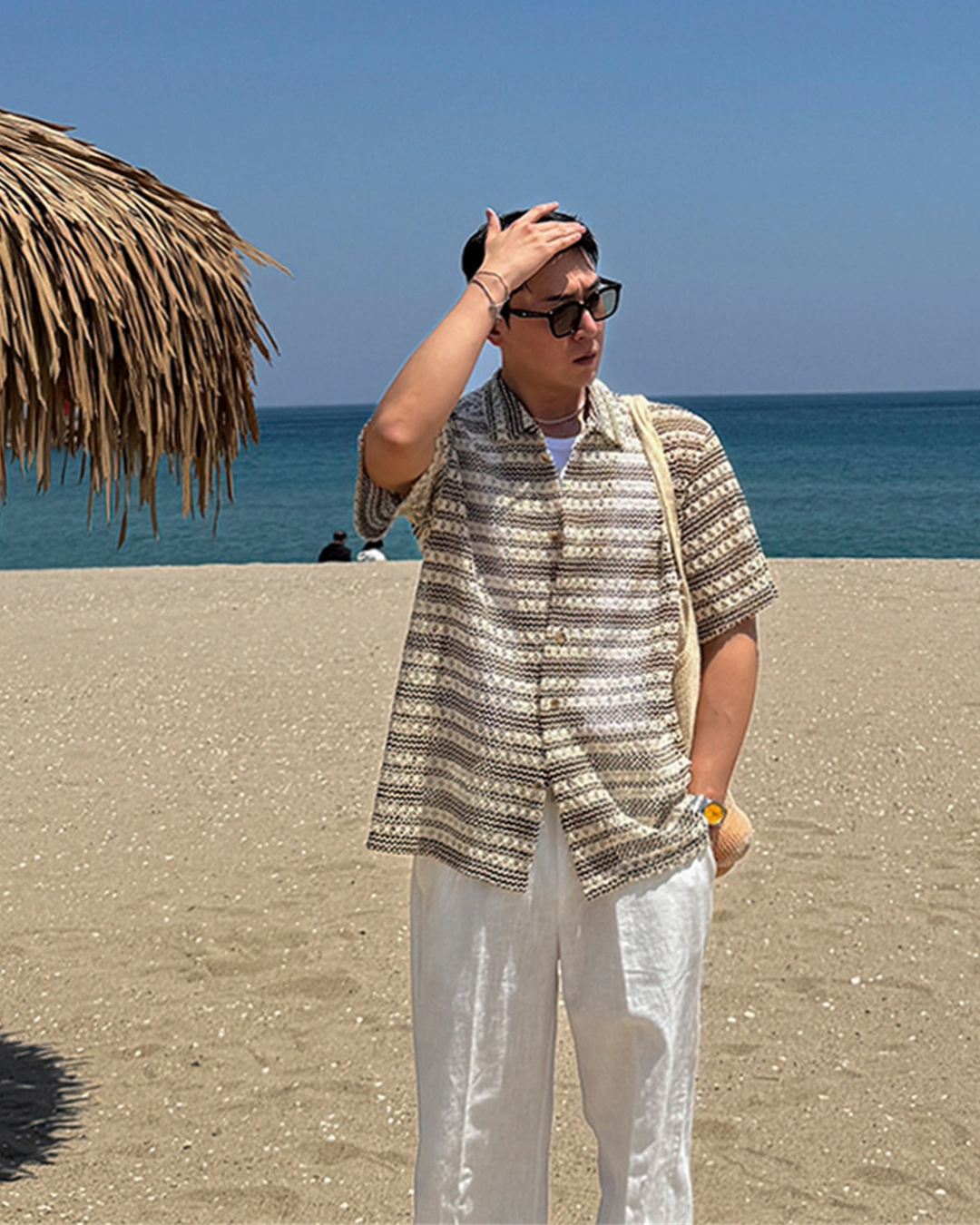 Shirley 圖案鉤針紋理襯衫