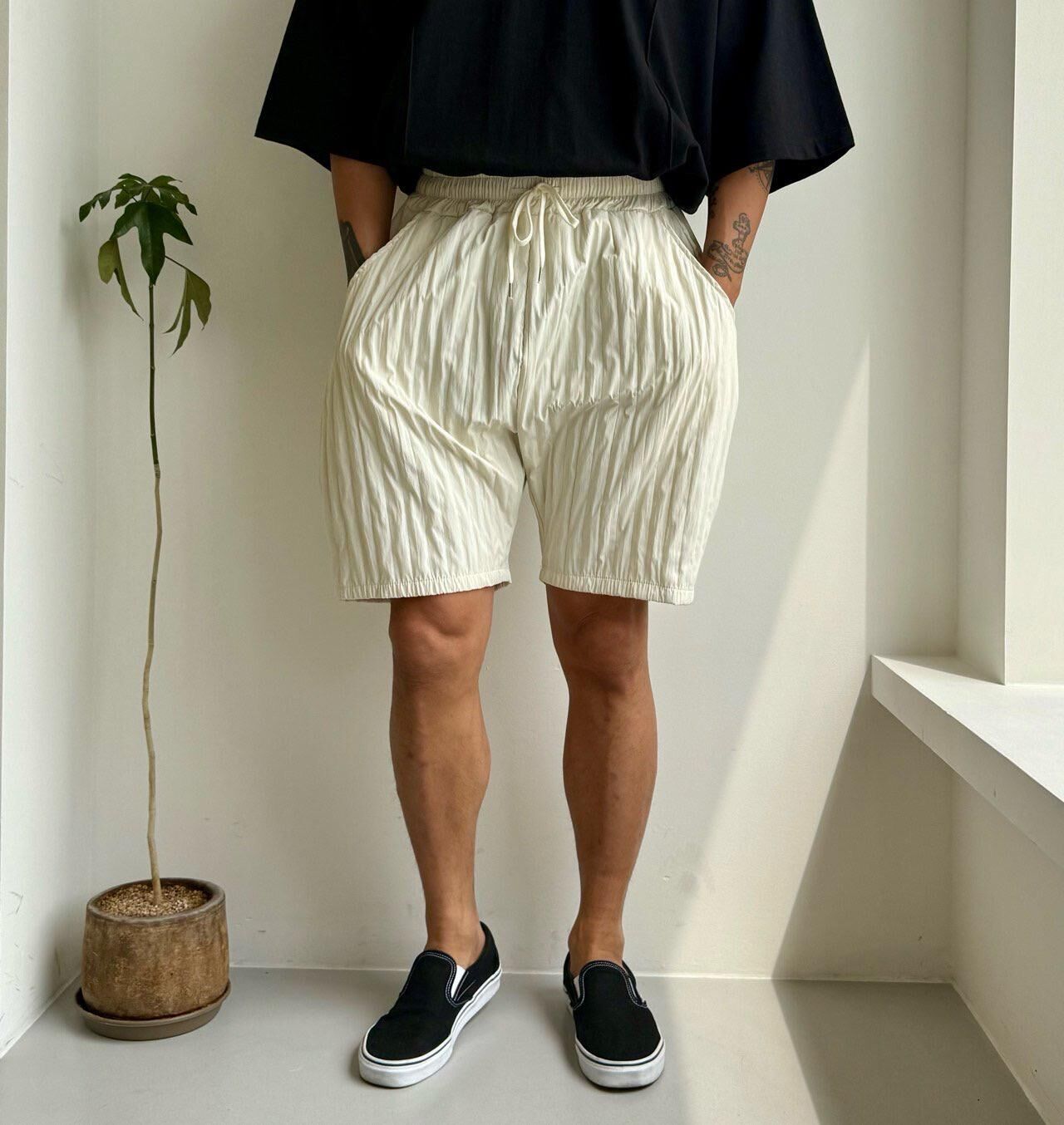 淨色暗直紋短褲 PEACOCK-144P