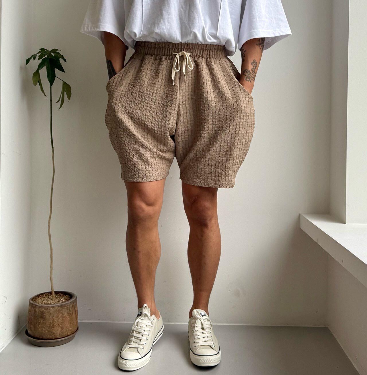 淨色暗紋短褲 PEACOCK-145P