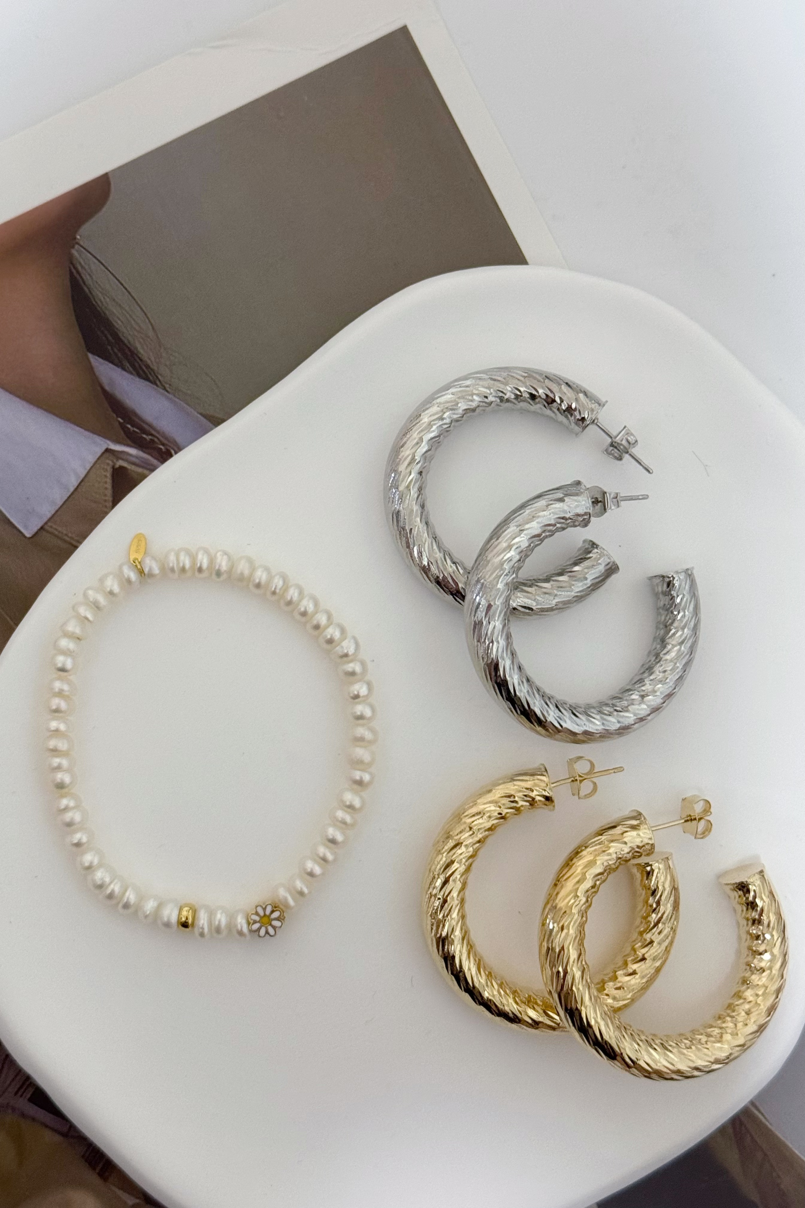 (現貨) 立體切割面C字耳環 GF115