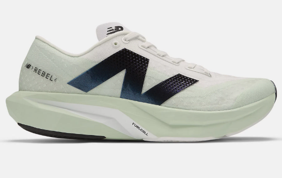 New Balance Men’s FuelCell Rebel v4 Running Shoes – White/Green/Black | Lightweight, High-Rebound Road Running Sneakers (JUN25)
