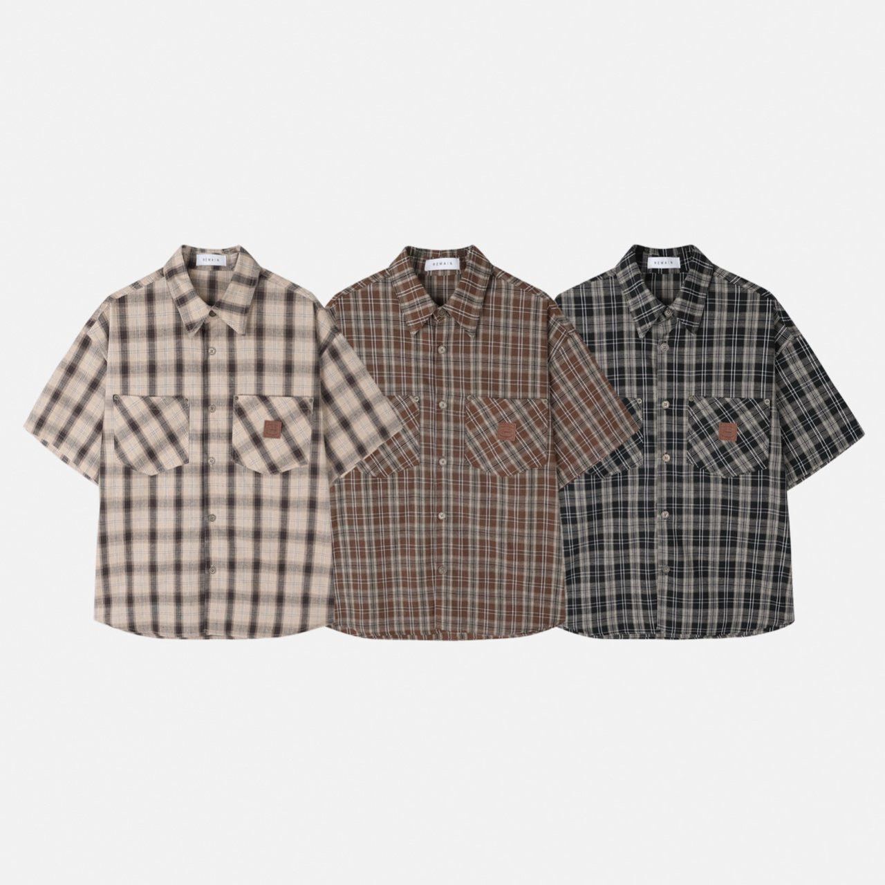 格仔短袖恤衫 REMAIN-023S